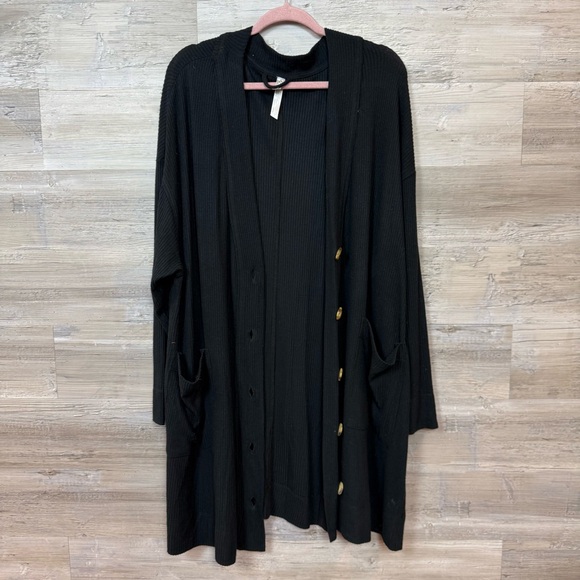 Free People Intimately Ribbed Longline Cardigan Black Size L - Picture 7 of 7